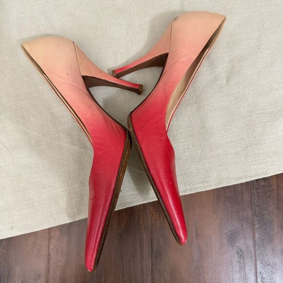 PRADA Capretto Pumps Pink Ombre Leather Pointed Heels Stiletto - Picture 7 of 13